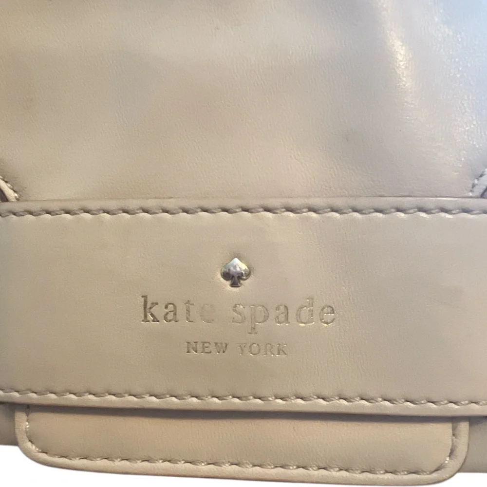 Kate Spade New‎ York Beige Leather Satchel Tote Purse Polka Dot Lining